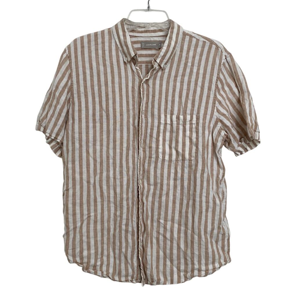Everlane Shirt Mens Medium 100% Linen Preppy Striped Coastal Beachy Easter Soft